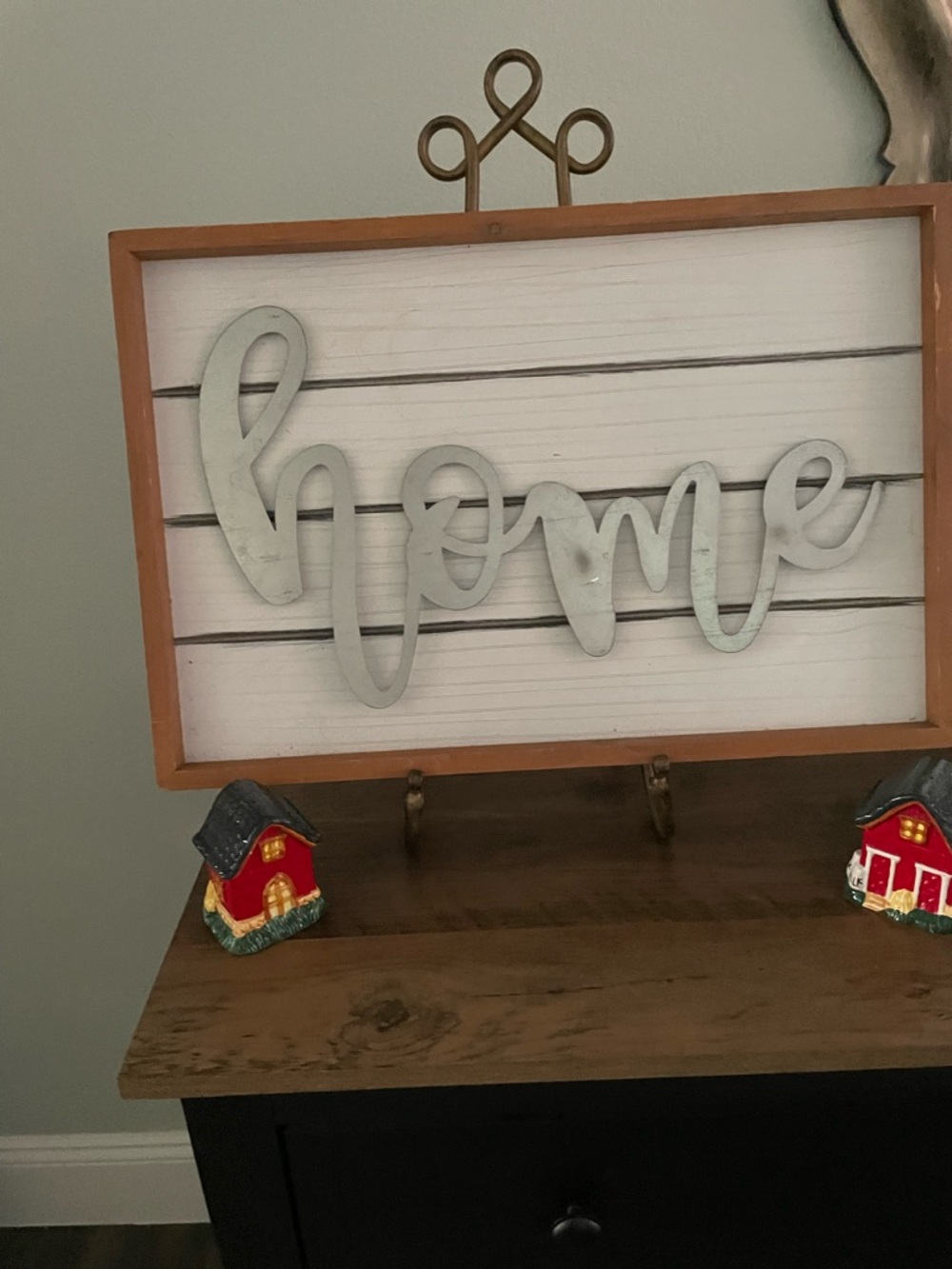 Neutral White & Brown 'Home' Script Wall Art